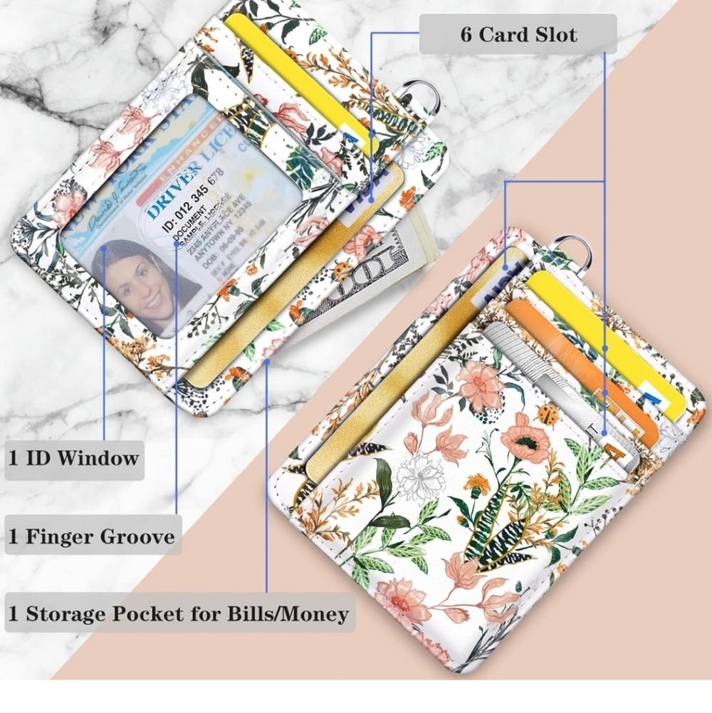 Floral Card Holder with ID Window